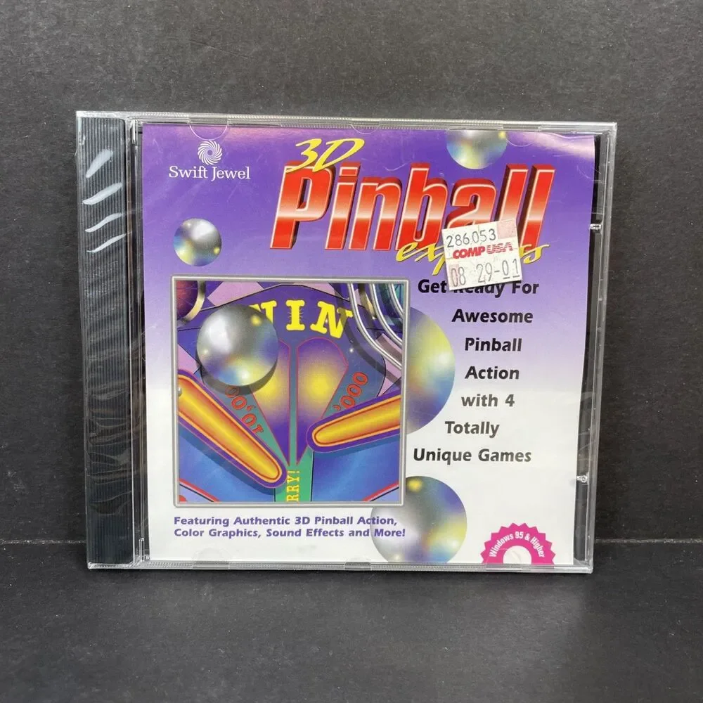 3D Pinball Express PC Game Windows 95 4 Games 3 Levels New Sealed Vintage ‘01